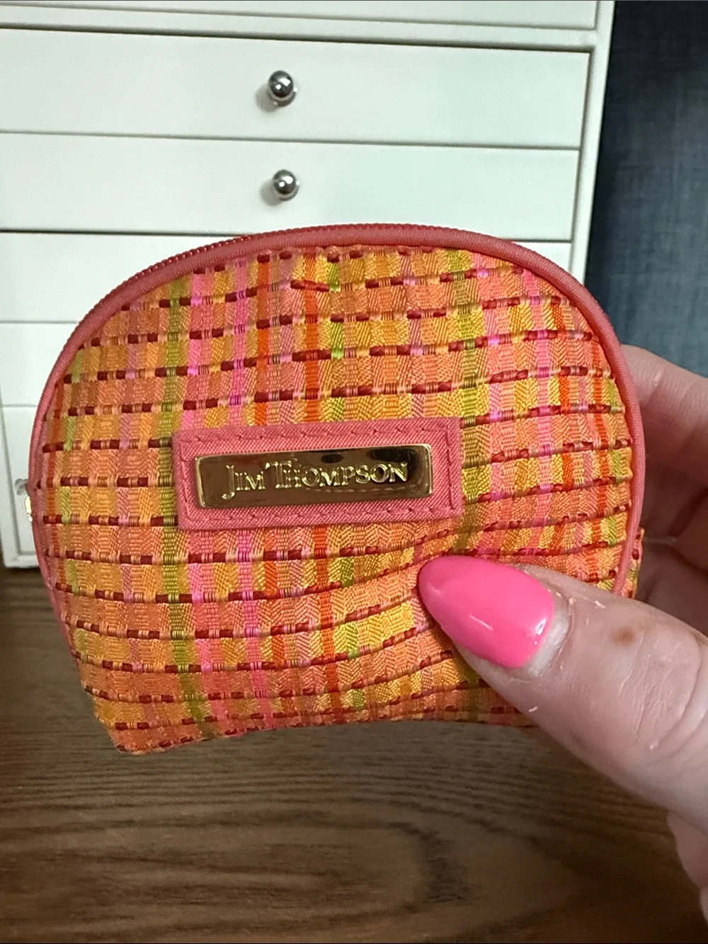 Lilly Thompson Orange & Pink Woven Mini Pouch/Case; Like New!